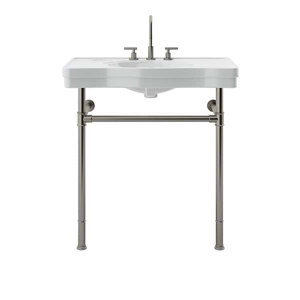 Charles Brushed Nickel 36" Single Console with White Ceramic Top