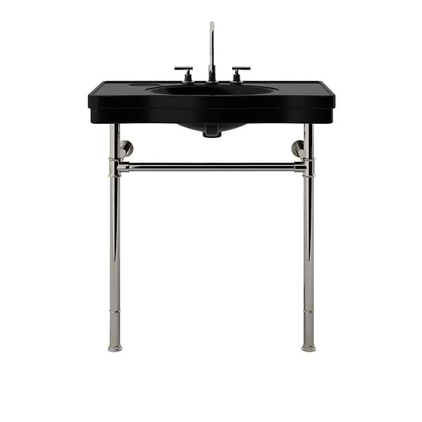 Charles Polished Nickel 36" Single Console with Black Ceramic Top