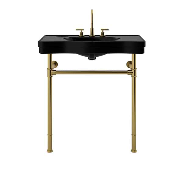 Charles Brushed Brass 36" Single Console with Black Ceramic Top