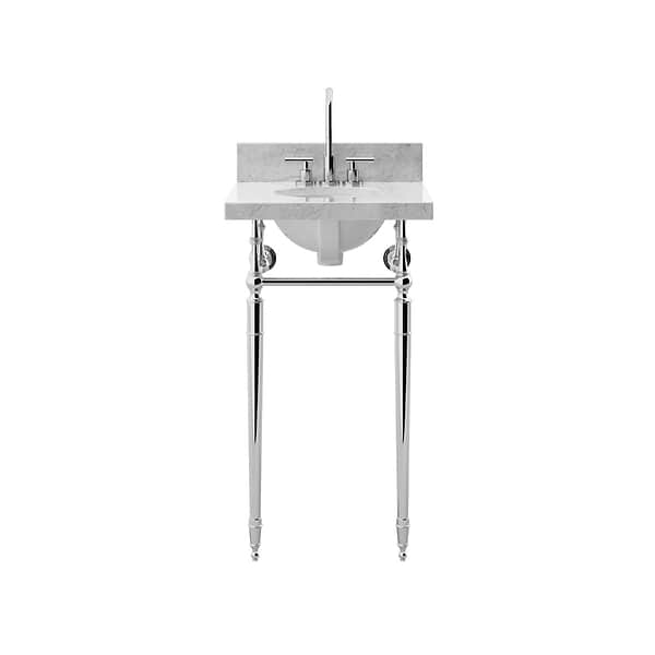 Napoleon Polished Chrome 19" Single Console with Carrara Marble Top Oval Sink and Backsplash