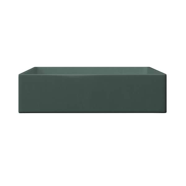 Yarra Forest Green 16" Concrete Square Floating Sink by mudd.concrete