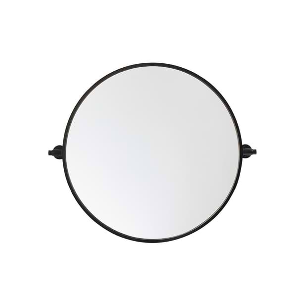 Liora Matte Black 24" Round Tilt Mirror
