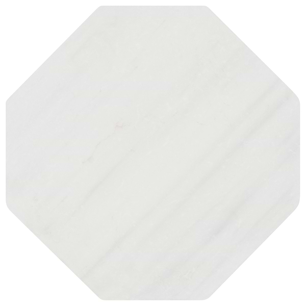 Alaris Glacier White 8" Octagon with Black Silk and Earth Gray Dot Tumbled Marble Tile