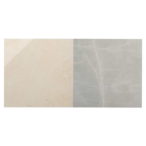 Fortunato Marfil Beige and Amani Gray 12x12 Polished Porcelain Checkerboard Tile