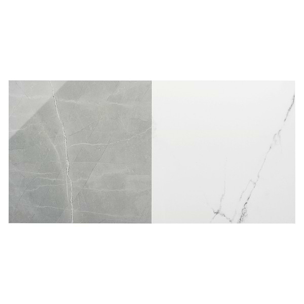 Fortunato Amani Gray and Calacatta White 12x12 Polished Porcelain Checkerboard Tile