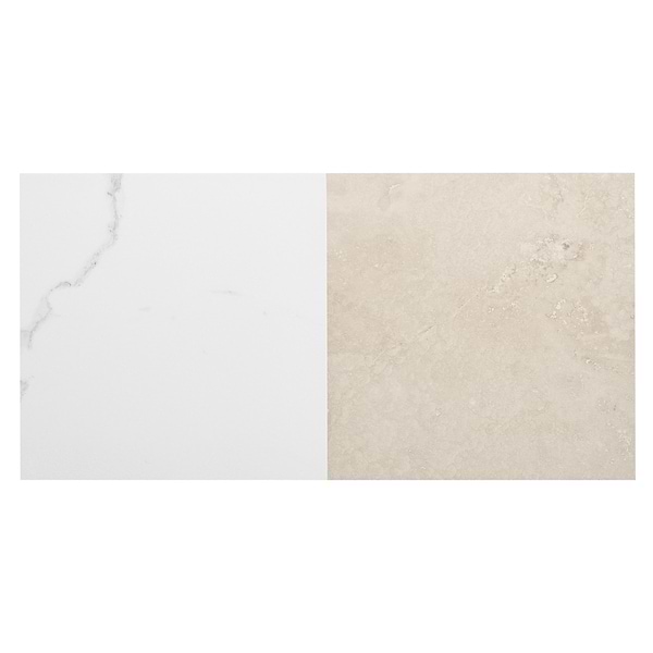 Fortunato Calacatta White and Marfil Beige 12x12 Matte Porcelain Checkerboard Tile