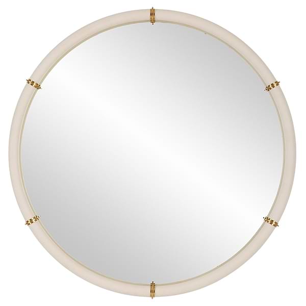 Elyssia White Shagreen 43" Round Mirror