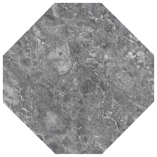 Alaris Lovina Gray 12" Octagon with Lilac and Rosso Levanto Dot Honed Marble Tile