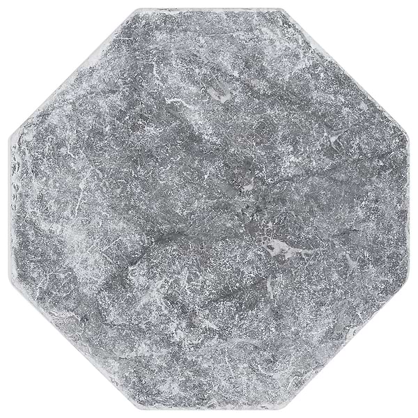 Alaris Lovina Gray 8" Octagon with Lilac and Rosso Levanto Dot Tumbled Marble Tile