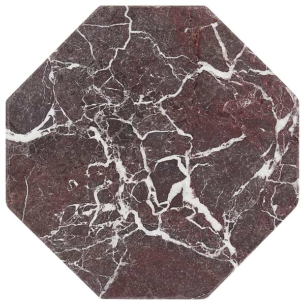 Alaris Rosso Levanto 8" Octagon with Black Silk and Earth Gray Dot Tumbled Marble Tile