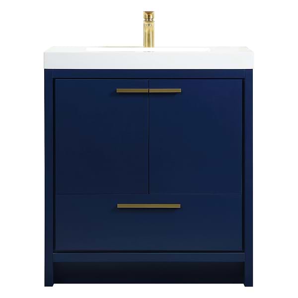 Ember Blue 30" Single Vanity with White Solid Surface Top