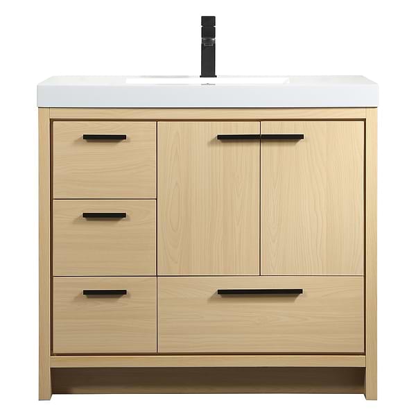Ember Maple 36" Single Vanity with White Solid Surface Top