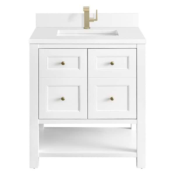 James Martin Vanities Breckenridge Bright White 30" Single Vanity with White Zeus Quartz Top and Backsplash