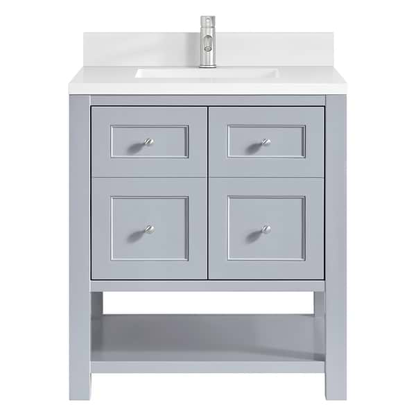 James Martin Vanities Breckenridge Serenity Blue 30" Single Vanity with White Zeus Quartz Top and Backsplash