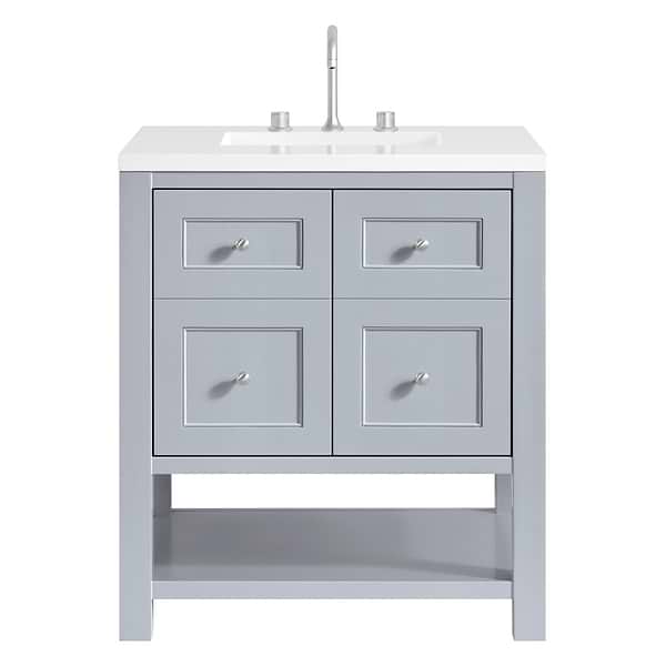 James Martin Vanities Breckenridge Serenity Blue 30" Single Vanity with White Zeus Quartz Top