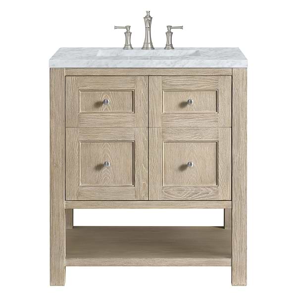 James Martin Vanities Breckenridge Whitewashed Oak 30" Single Vanity Carrara  Marble Top