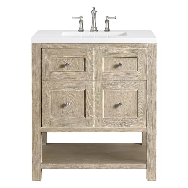 James Martin Vanities Breckenridge Whitewashed Oak 30" Single Vanity White Zeus Quartz Top