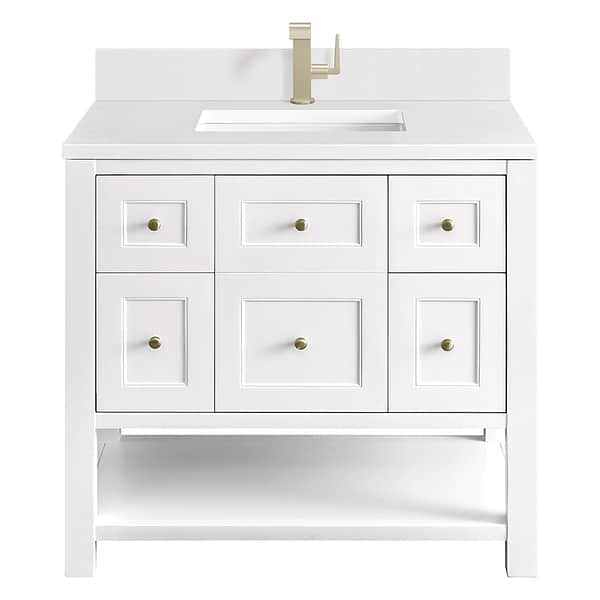 James Martin Vanities Breckenridge Bright White 36" Single Vanity with White Zeus Quartz Top