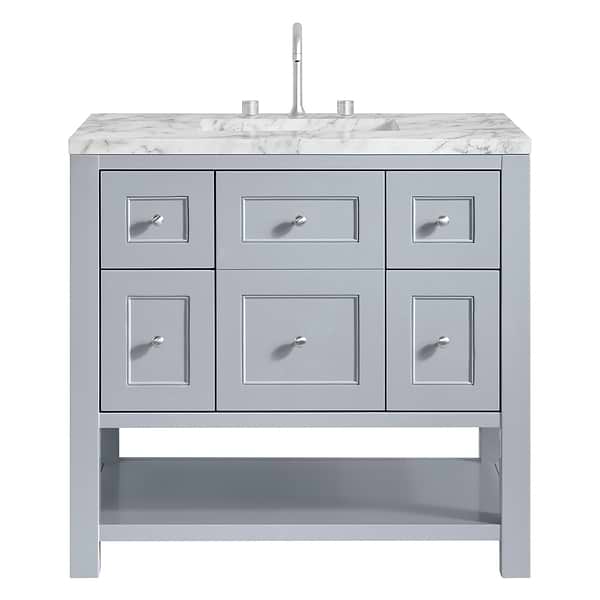 James Martin Vanities Breckenridge Serenity Blue 36" Single Vanity with Carrara Marble Top