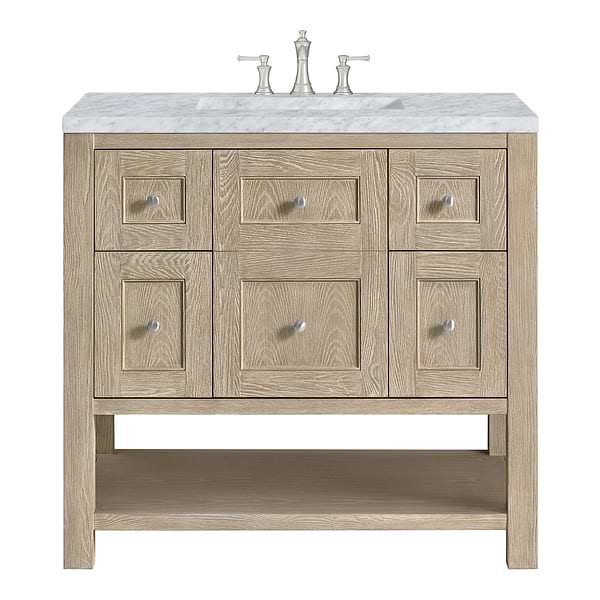 James Martin Vanities Breckenridge Whitewashed Oak 36" Single Vanity with Carrara Marble Top