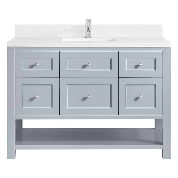 James Martin Vanities Breckenridge Serenity Blue 48" Single Vanity with White Zeus Quartz Top and Backsplash