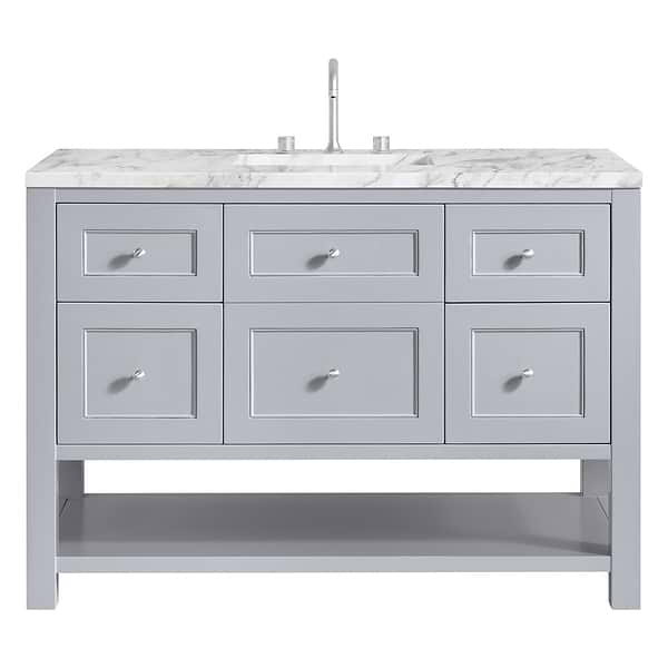 James Martin Vanities Breckenridge Serenity Blue 48" Single Vanity with Carrara Marble Top