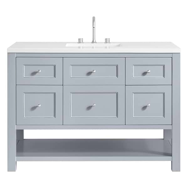 James Martin Vanities Breckenridge Serenity Blue 48" Single Vanity with White Zeus Quartz Top