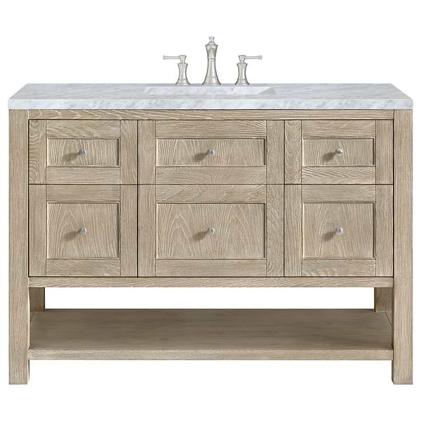 James Martin Vanities Breckenridge Whitewashed Oak 48" Single Vanity with Carrara Marble Top