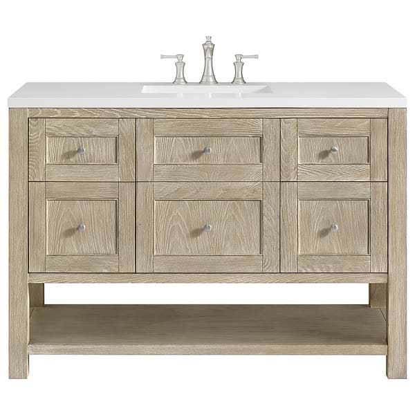 James Martin Vanities Breckenridge Whitewashed Oak 48" Single Vanity with White Zeus Quartz Top
