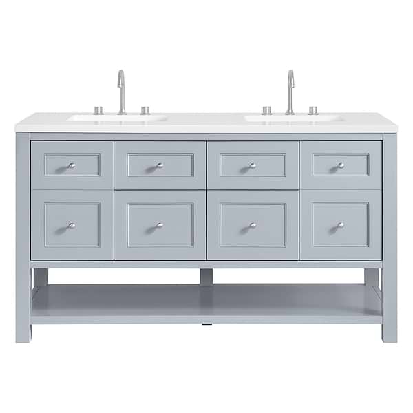 James Martin Vanities Breckenridge Serenity Blue 60" Double Vanity with White Zeus Quartz Top