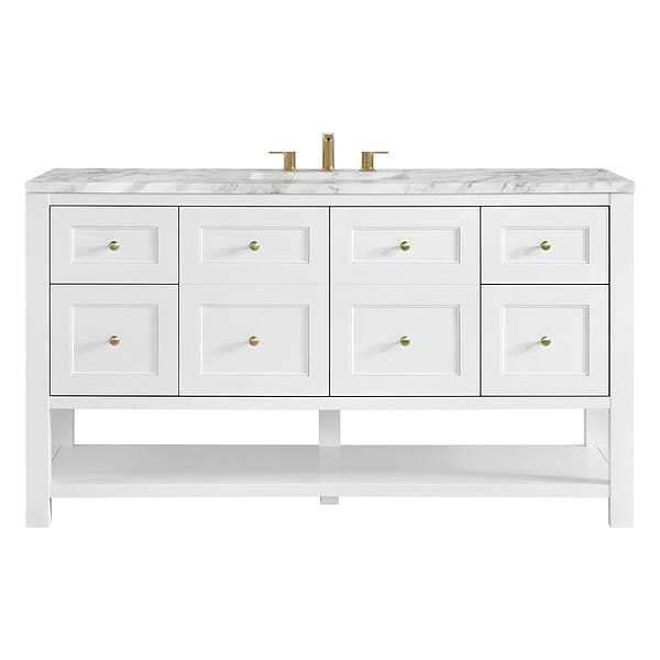 James Martin Vanities Breckenridge Bright White 60" Single Vanity with Carrara Marble Top
