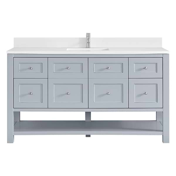 James Martin Vanities Breckenridge Serenity Blue 60" Single Vanity with White Zeus Quartz Top and Backsplash