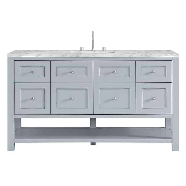 James Martin Vanities Breckenridge Serenity Blue 60" Single Vanity with Carrara Marble Top