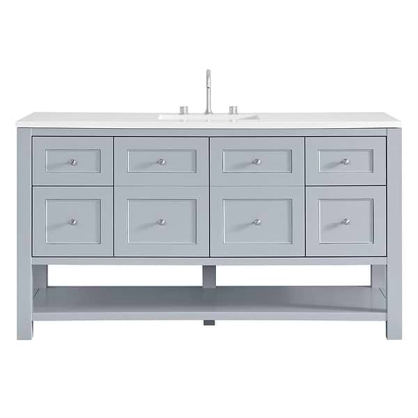 James Martin Vanities Breckenridge Serenity Blue 60" Single Vanity with White Zeus Quartz Top