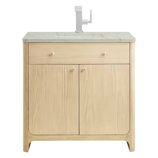 James Martin Vanities Gracyn Driftwood 36" Single Vanity with Victorian Silver Quartz Top