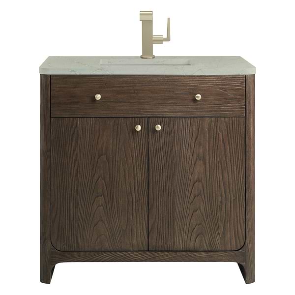 James Martin Vanities Gracyn Natural Ash 36" Single Vanity with Victorian Silver Quartz Top
