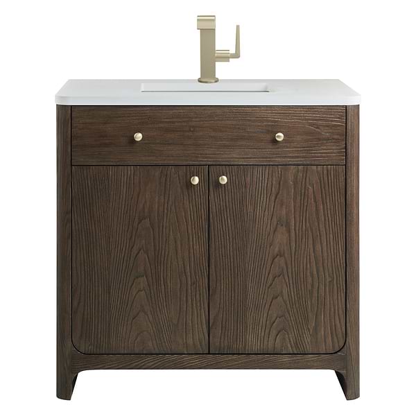 James Martin Vanities Gracyn Natural Ash 36" Single Vanity with White Zeus Quartz Top