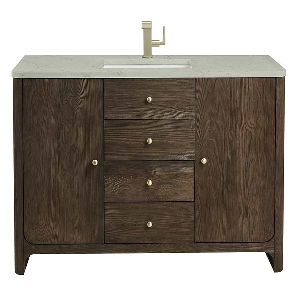 James Martin Vanities Gracyn Natural Ash 48" Single Vanity with Victorian Silver Quartz Top