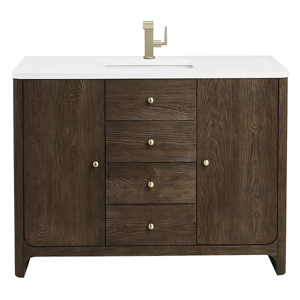 James Martin Vanities Gracyn Natural Ash 48" Single Vanity with White Zeus Quartz Top