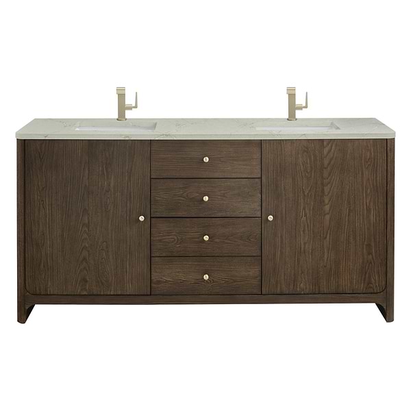 James Martin Vanities Gracyn Natural Ash 72" Double Vanity with Victorian Silver Quartz Top