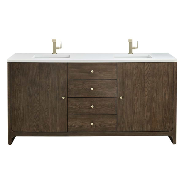 James Martin Vanities Gracyn Natural Ash 72" Double Vanity with White Zeus Quartz Top