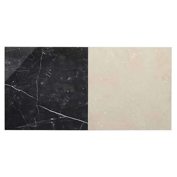 Fortunato Marfil Beige and Nero Marquina Black 12x12 Polished Porcelain Checkerboard Tile
