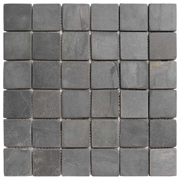 India Black 2x2 Tumbled Slate Mosaic Tile