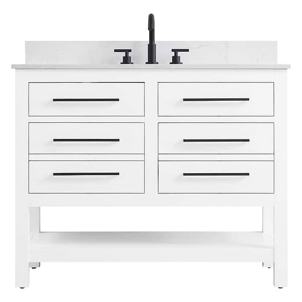 Carson White 42" Single Vanity with Cultured Marble Top