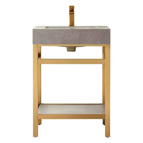 Blaire Brushed Gold 24" Single Vanity with Gray Sintered Stone Top