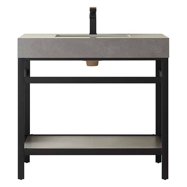 Blaire Matte Black 36" Single Vanity with Gray Sintered Stone Top
