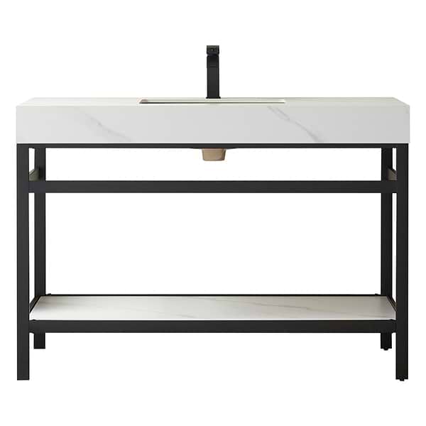 Blaire Matte Black 48" Single Vanity with White Sintered Stone Top