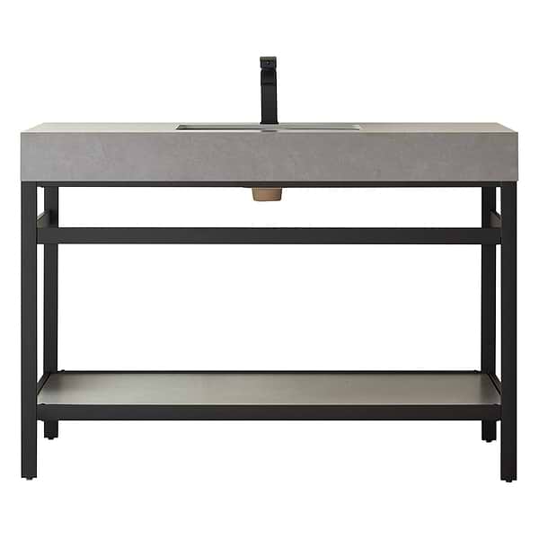 Blaire Matte Black 48" Single Vanity with Gray Sintered Stone Top; Small image; in Style Ideas Contemporary, Modern, Transitional