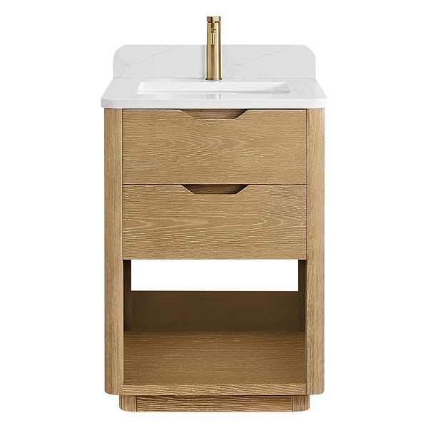 Salma Blonde Oak 24" Single Vanity with White Cultured Marble Top