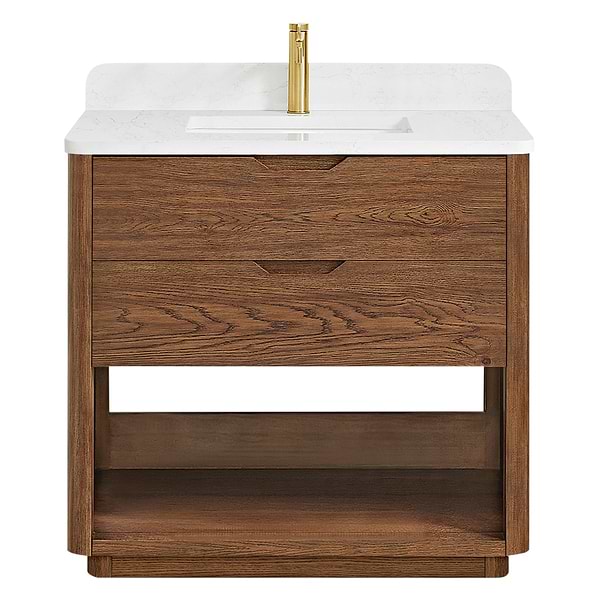 Salma Weathered Brown Oak 36" Single Vanity with White Cultured Marble Top